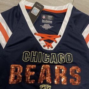 New Chicago Bears Jersey Top Ladies Size S . Official NFL Apparel. Sequins Lette